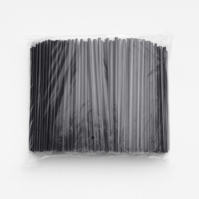 제이디팩 일자 빨대 7*210mm 검정 개별포장 500개입, 1세트