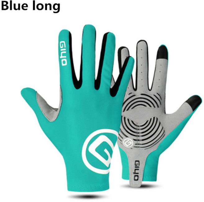 giyo 터치 스크린 긴 전체 손가락 반 손가락 젤 스포츠 사이클링 장갑 mtb 도로 자전거 타기 경주 여성 남성 자전거 장갑, l, blue long