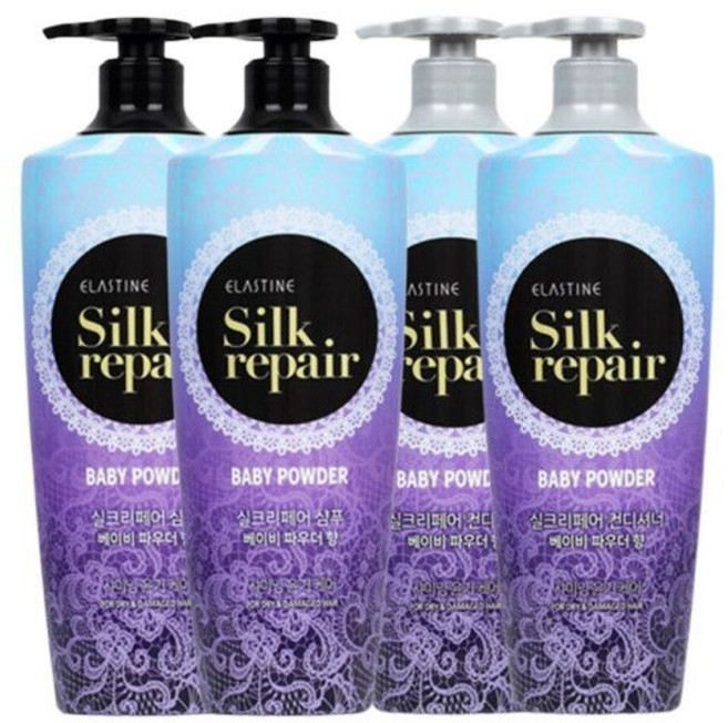 실크리페어 베이비파우더 샴푸 550ml 2개+컨디셔너 500ml 2개, 2개