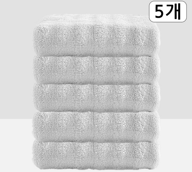 Craftsy 극세사 호텔 수건 40수 고흡수력 먼지없는 속건 타올 세면타월, 5개, 연회색