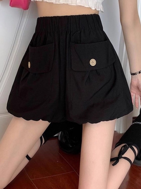 DFMEI 南瓜燈籠短褲女春夏季外穿新款鬆緊高腰寬鬆小個子休閒蓬蓬褲