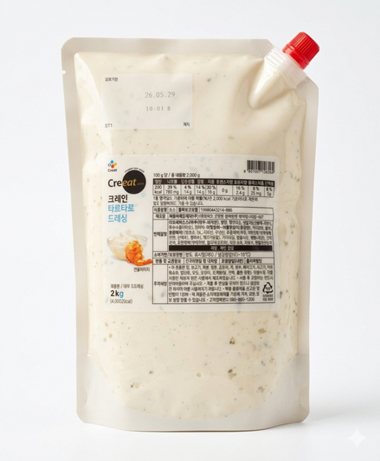 CJ 백설 크레잇 타르타르드레싱 2kg 1개 냉장식품, 타르타르드레싱2kg/백설, 없음