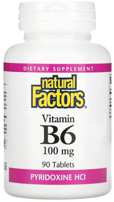 네츄럴팩터스 비타민 B6 피리독신 HCl 100mg 90정, 1개 - 쿠팡