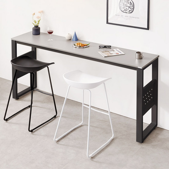 e스마트 스틸 철망 홈바테이블 5size 8color, 그레이_블랙다리