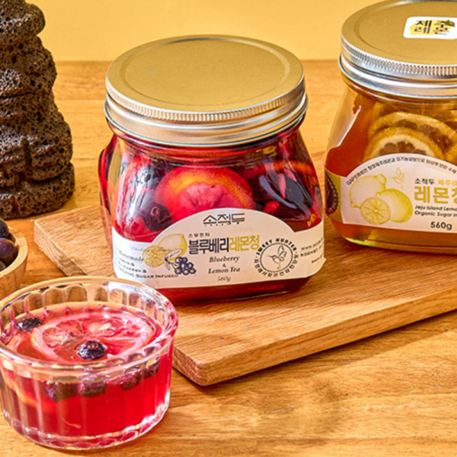 [2026년 햇레몬] 유기농설탕으로 만든 소적두 블루베리 레몬청, 560g, 1개, 1개입