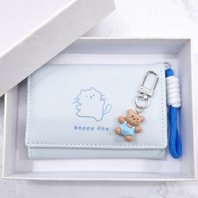 감성 포인트 반지갑 키링세트 선물상자포장 학생 생일선물