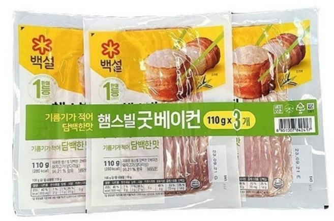 기타 백설 햄스빌 굿베이컨 110g x 3개입 1개 88372, 기본
