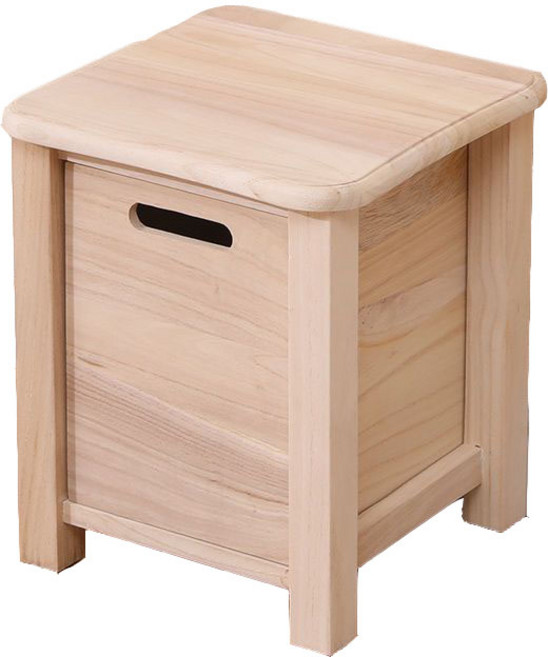簡約實木矮凳 - 多功能穿鞋椅/客廳椅/兒童椅 - 自然木紋 抽屜凳, 原色抽屜凳大號, 1件