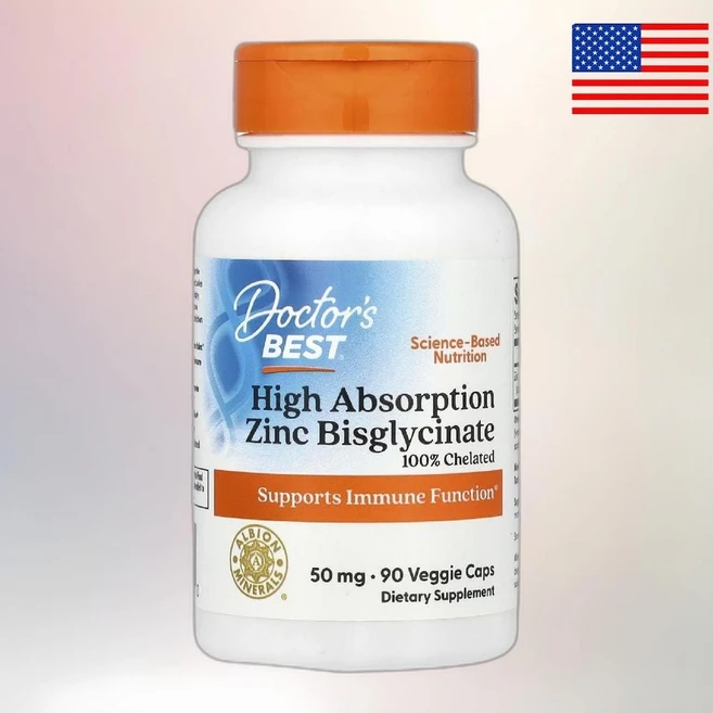 Doctor s Best 닥터스 베스트 고흡수 아연 비스글리시네이트 50mg 베지 캡슐 90정 1병, 1개 - 쿠팡