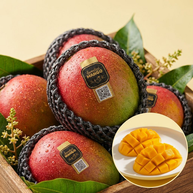 브라질/페루산 프리미엄 애플망고 특대과 팩포장, 1박스, 8개입