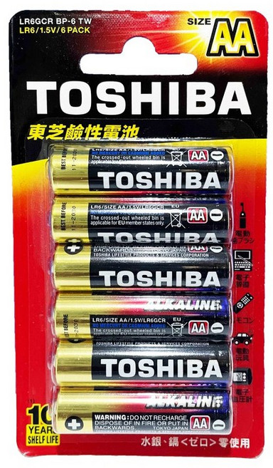 東芝 TOSHIBA 鹼性電池, 10個裝, 1個