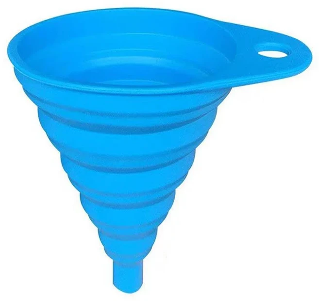 실리콘 접이식 깔때기 주방 긴 목 분배 가제트 도구 필터 분류기 작은 물병 액체 오일 전송, 1개, 10 Blue M
