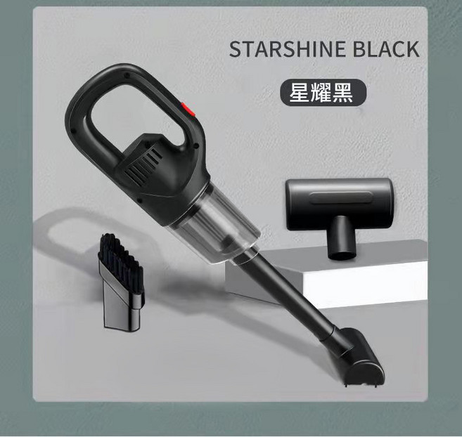 電動款手持無線充電吸塵器便攜式家用車載用大功率大專用款車內, 如圖, 黑色英文彩盒