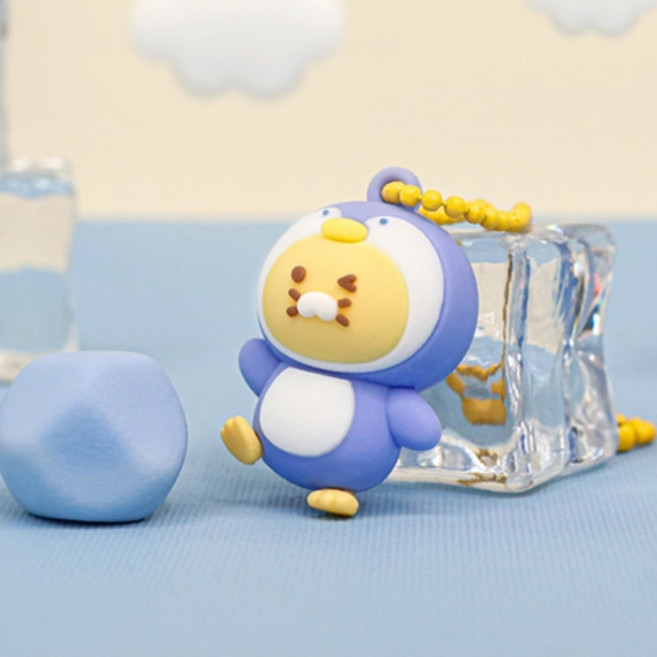 카카오 춘식이 피규어 폰 키링 펭귄, 1개, 보라