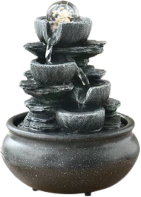 招財水流盆 開運滾球組 風水擺件 開店入厝送禮, 【居家改運】【圓形底盆】川川流水