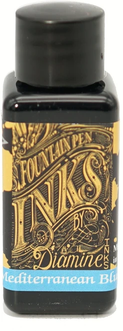 디아민 병잉크 30ml 만년필용 잉크, Mediterranean Blue - 쿠팡