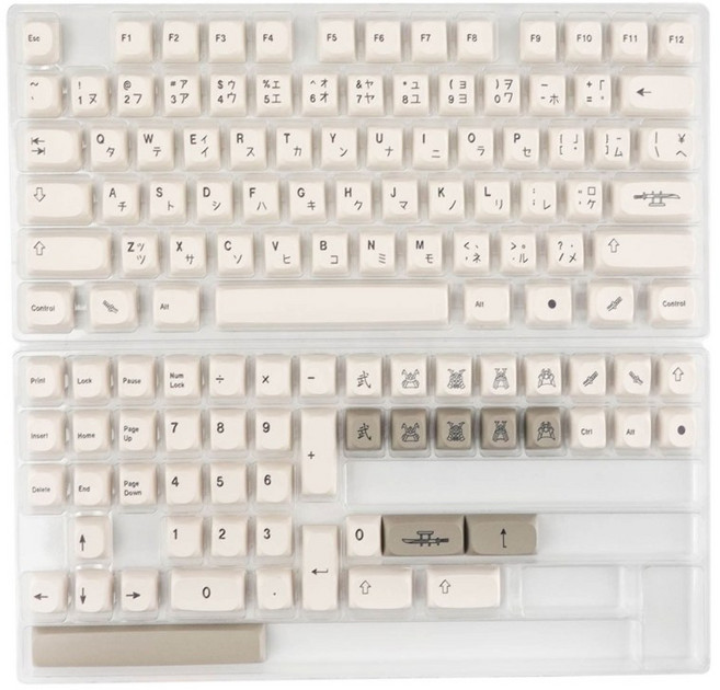 126pcs 일본어 키 PBT 커스텀 염색 승화 MA 프로필 키캡 기계식 키보드 MX스위치 GK6164 84 레이아웃, [01] Beige