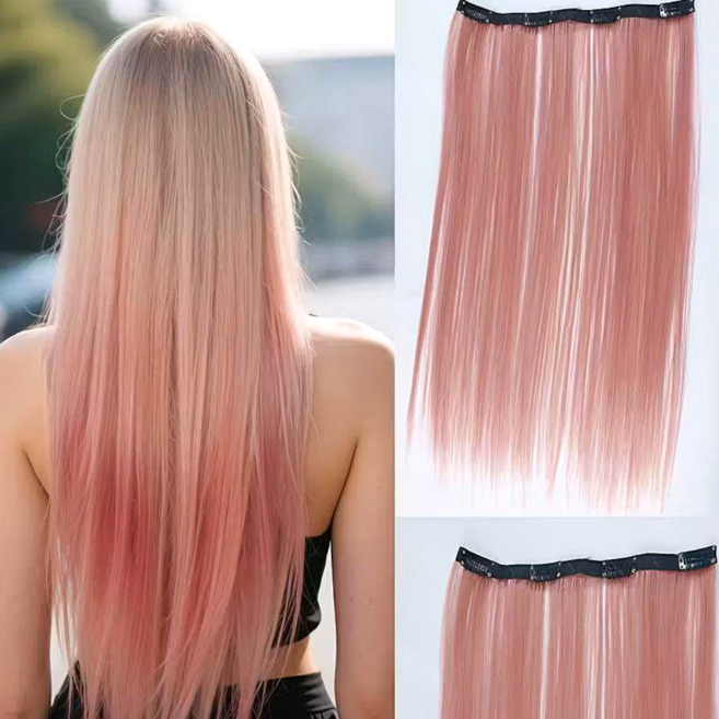 자연스러운 시크릿투톤 붙임머리 부분가발 헤어피스, 1개, 사쿠라 핑크