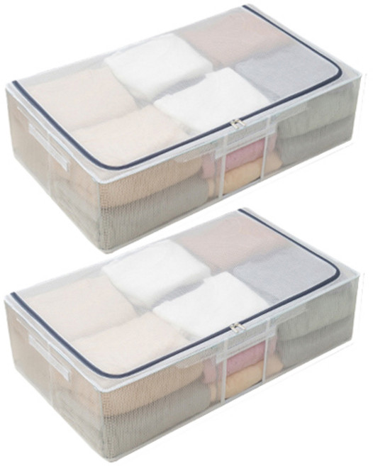 홈바내쓰 언더베드 리빙박스 수납 이불 정리함 1+1, 88L+88L(80*47*24+80*47*24)