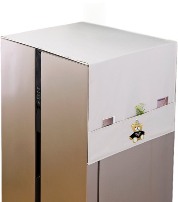 깔끔한 냉장고 세탁기 커버 먼지차단 수납포켓 포함, 아이보리곰돌이