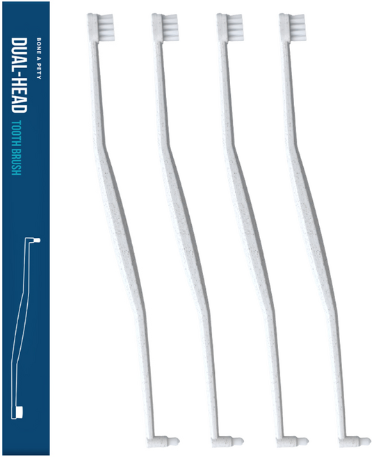 본아페티 고양이 강아지 듀얼헤드 칫솔 의료용미세모 치석제거 양치, 4개, 그레이