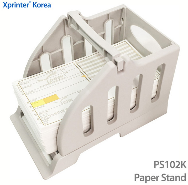 [한국정품] Xprinter XP-DT108BKR 바코드 라벨 프린터 택배송장출력 프린터 XP-DT108B-KR 택배프린터 라벨송장프린터, 1개, PS102K 용지거치대