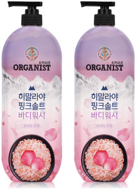 오가니스트 히말라야 핑크솔트 풍성한 거품 산뜻한 바디워시 900g 로즈향 x 2개