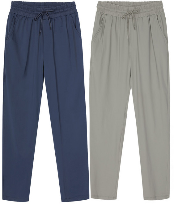 [이지바이] (1+1) 남성 무지 밴딩 바지_버킷 프리미엄 트리코트 원단 운동복 트레이닝 스판 팬츠