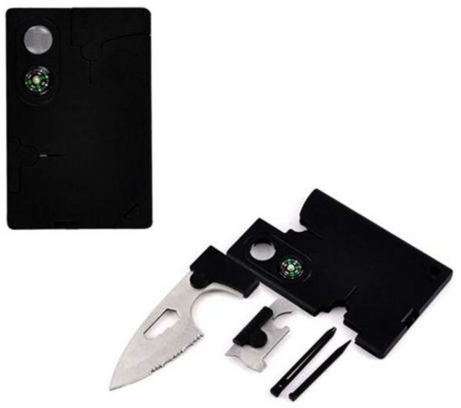 [하이라이즈] 다기능 나이프 카드공구 나침반 확대경 오프너 드라이버 렌치 핀셋 자 캠핑 만능 공구, 1개