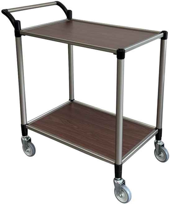 유런 2단 서빙카트 식당카트 운반카트 월넛우드, 1개