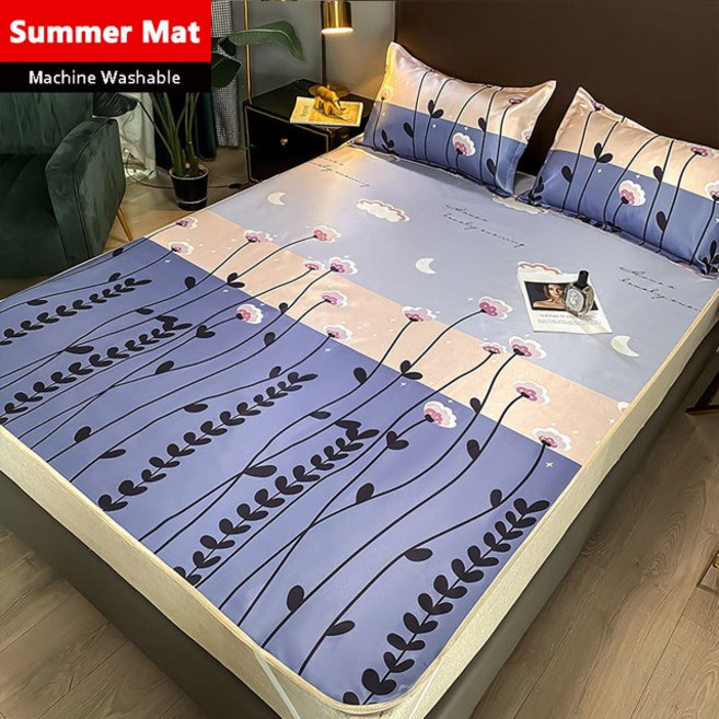 FANSYLI 여름 쿨매트 2022신상 침구 라텍스 매트리스 커버 얼음 실크 매트 473호, 150x200cm 3pcs, 11