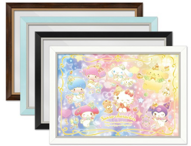 산리오 반짝반짝 디저트 타임 퍼즐 1000P+모던 액자 세트, 액자 선택:앤틱, 상세 설명 참조, 1개