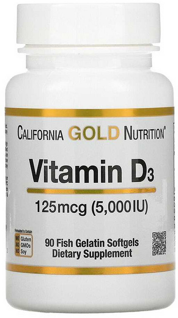 CGN 캘리포니아골드뉴트리션 비타민D3 5000IU 90정 라놀린 콜레칼시페롤, 1개, 기본
