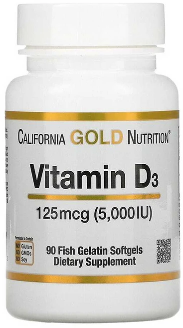 CGN 캘리포니아골드뉴트리션 비타민D3 5000IU 90정 라놀린 콜레칼시페롤, 1개, 기본 - 쿠팡