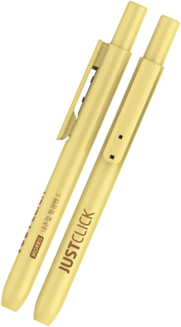 똑딱이 노크식 모리스 내츄럴 형광펜 듀오세트, 1팩, 내츄럴옐로우
