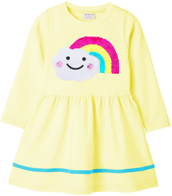 여아 빈찍 반전 스팽글 긴팔 원피스