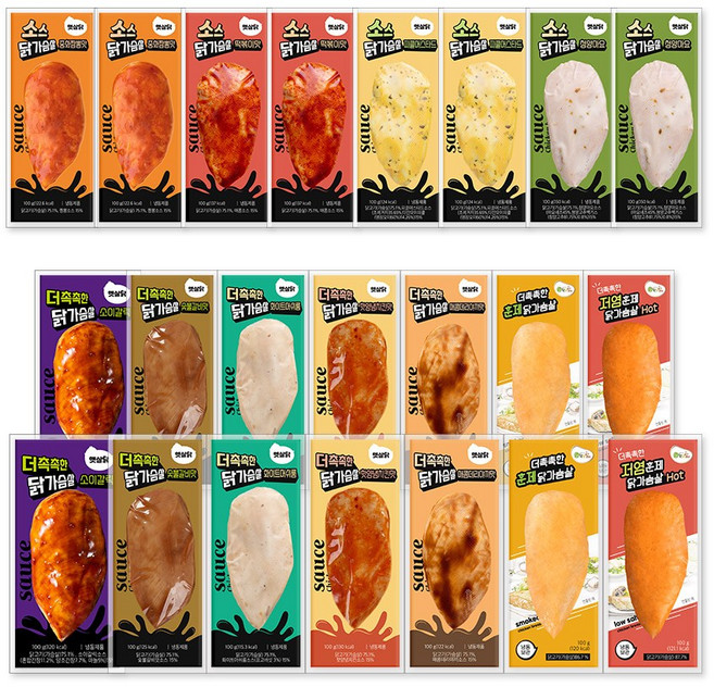 햇살닭 더촉촉한 소스 닭가슴살 100g 11종 22팩 / 소스 / 혼합구성, 22개