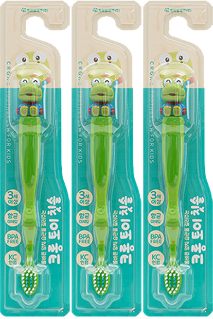 뽀로로와 친구들 토이 어린이 칫솔 21년형 크롱 3개, 혼합색상