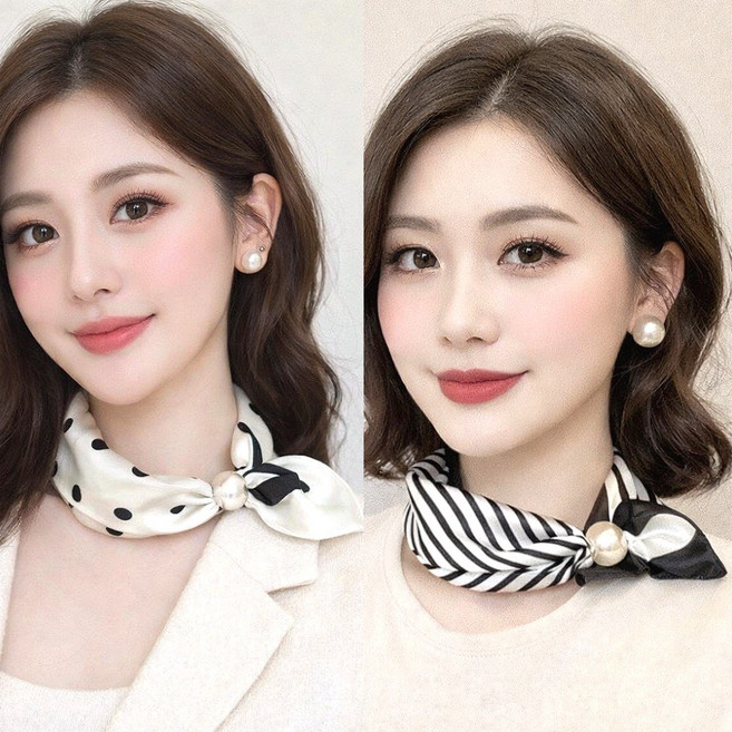 우아한클릭 1+1 여성 쁘띠 자석 진주볼 스카프