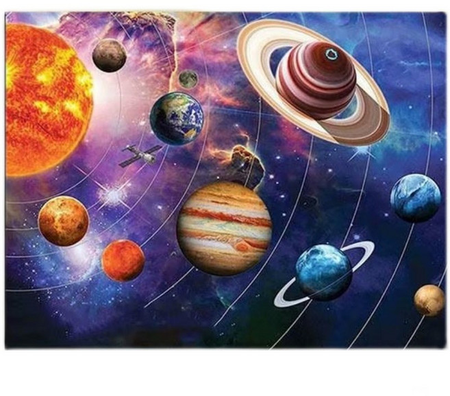[DingShun] 태양계 우주 신비 보석십자수 비즈 붙이기 집순이 취미, 50x40cm, 1개