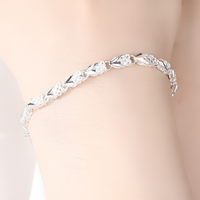 여성 실버925 은 팔찌 네잎클로버 행운 뱅글 팔찌