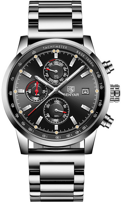 위드에이 BENYAR 5102 남자손목시계 메탈시계 가죽시계 오토캘린더 스톱워치 남성 정장 비즈니스 워치 쿼츠타입 명품디자인