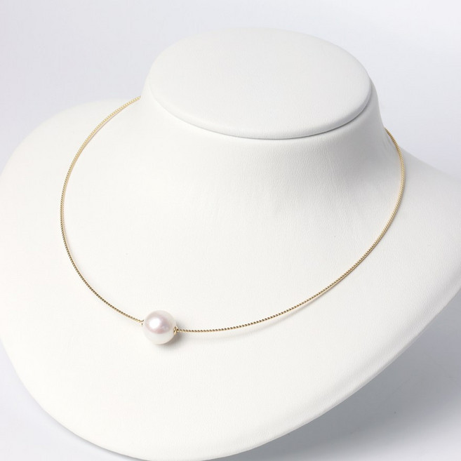 오로프 14K 천연 담수 진주 와이어 금 목걸이