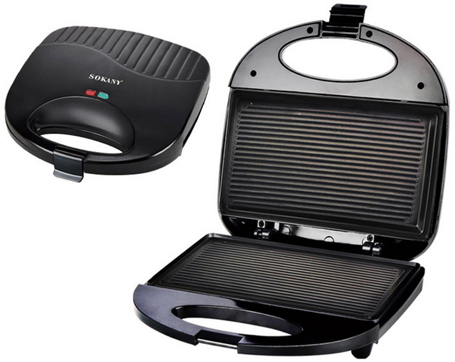 전기 샌드위치 메이커 와플 가전 요리 들러붙지 않는 다리미 쿠커 아침 식사 토스트, KR, Bla