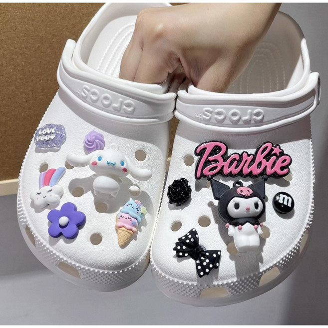 10~12 ps 산리오 실내화 슬리퍼 파츠 지비츠 악세사리 신발꾸미기, 1세트, 쿠로미&시나모롤 BWT 11개