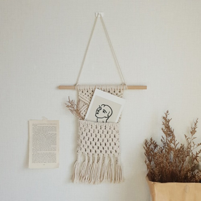 포켓 마크라메 월행잉 수납 벽장식 소품, 1.포켓마크라메