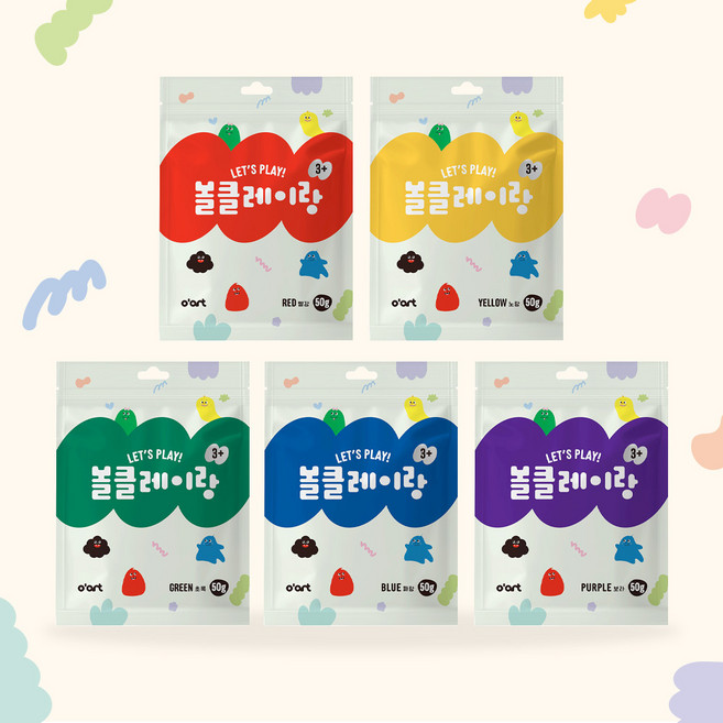 오아트 볼클레이랑 50g 17종 택1 지퍼백 점토 DIY 만들기 재료 신학기 미술 준비물 KC인증, 주황, 1개