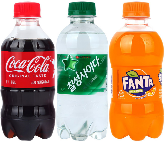 칠성사이다&코카콜라&환타 300ml X 각8개(총24개) 탄산음료 청량음료 미니펫 미니탄산 편의점 음료수, 1세트