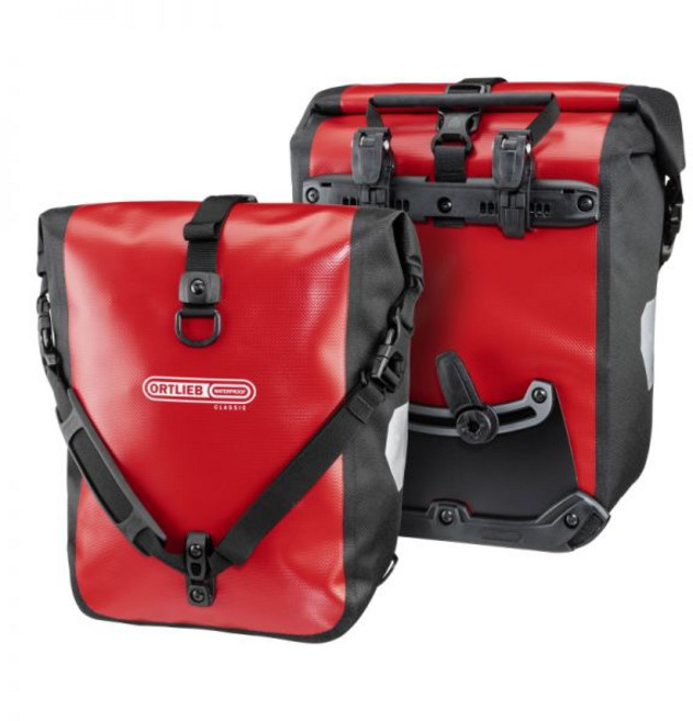 오르트립 Ortlieb 클래식 스포츠-롤러 바이크 사이드 패니어스 QL2.1 25L 페어 레드-블랙 가방 자전거 169710, 1개