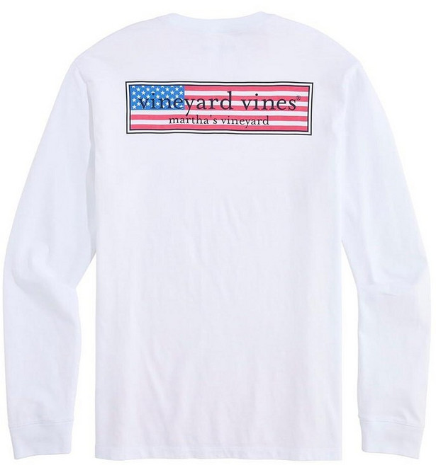 빈야드바인스 Vineyard vines 남성용 클래식 USA 로고 박스 긴소매 포켓 티 화이트 캡 XXL 150754 7947789266, XS